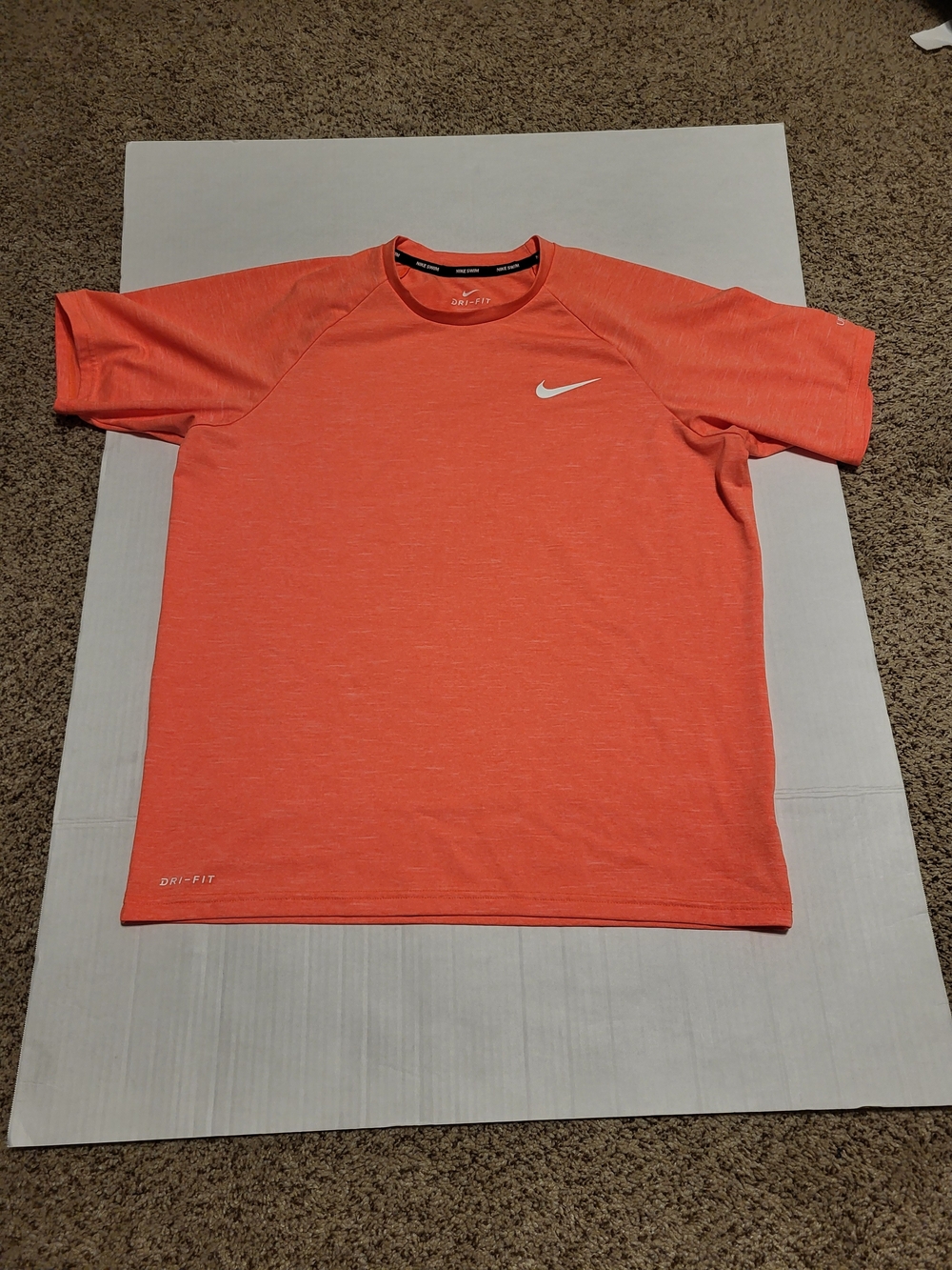 Nike Swim Men’s Dri-FIT UPF 40+ Hydroguard Rash Guard Shirt – Orange – Size M
